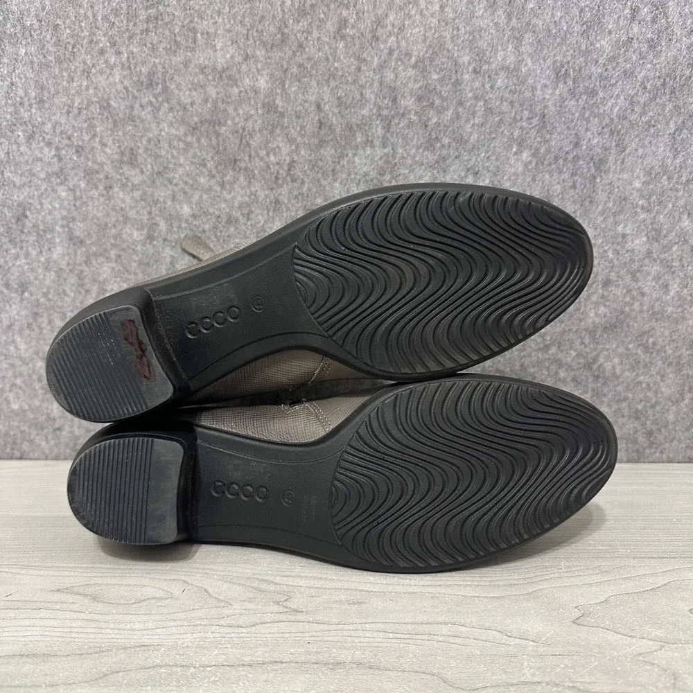 ECCO Touch 35 Ankle Boots Womens 42 US 11-11.5 Grey Leather Block Heel‎ Booties